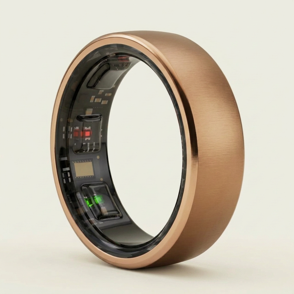 ChiroRing Bronze Gold on a light bone background, front three-quarter product view